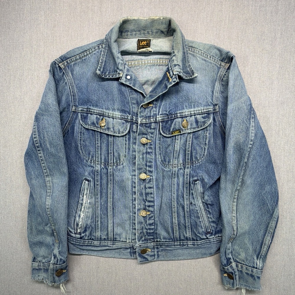Vintage Lee Riders Denim Jacket 101-J Thrashed Distressed USA Made 40R 70s 80s